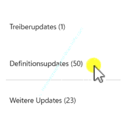 Bereichsabschnitte Treiberupdates Definitionsupdates Weitere Updates