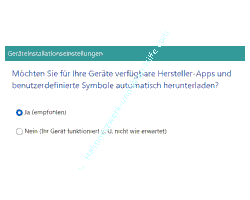 Die Standardeinstellung Ja (empfohlen) für die Option Geräteinstallationseinstellungen