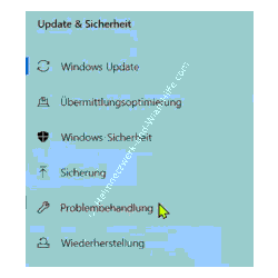  Konfigurationsfenster Update und Sicherheit Menüpunkt Problembehandlung