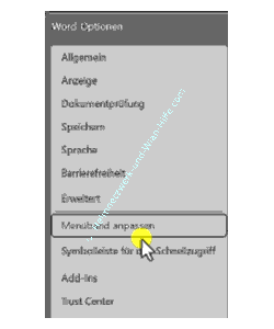 MS Word Optionen Menüband anpassen