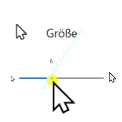 Schieberegler zum Einstellen der Mauszeigergröße