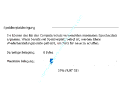 Speicherplatz für die Erstellung von Systemwiederherstellungspunkten festlegen