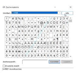 Windows 10 Sonderzeichen-Tutorial: Startfenster der Zeichentabelle
