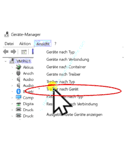 Windows 11 Gerätemanager Menüpunkt Treiber nach Gerät