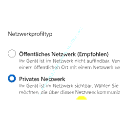 Netzwerkprofiltyp Öffentliches Netzwerk oder Privates Netzwerk auswählen