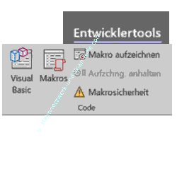 Anzeige der Makrofunktionen in der Menüansicht der Entwicklertools