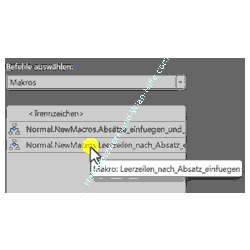 Auswahl der Makros, die in der Schnellstartleiste eingebunden werden sollen