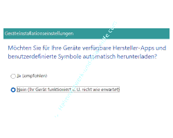 Die Einstellung Nein für die Option Geräteinstallationseinstellungen