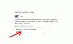 Windows 10 Tutorial - Nicht notwendige Dateien mit einer integrierten Funktion automatisch löschen! - Option Speicherplatzoptimierung ausführen, die bestimmte, wann die Optimierung des Speicherplatzes stattfinden soll 