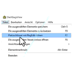 Windows 10 - Shell Bags View  Tutorial: Befehl Platzschlüssel mit RegEdit öffnen