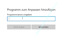 Windows 10 Tutorial - Mit dem Exploit-Schutz Programmcode von Tools und Anwendungen überwachen - Das Suchfeld zum Suchen von Programmen, die dem Exploit-Schutz hinzugefügt werden sollen 